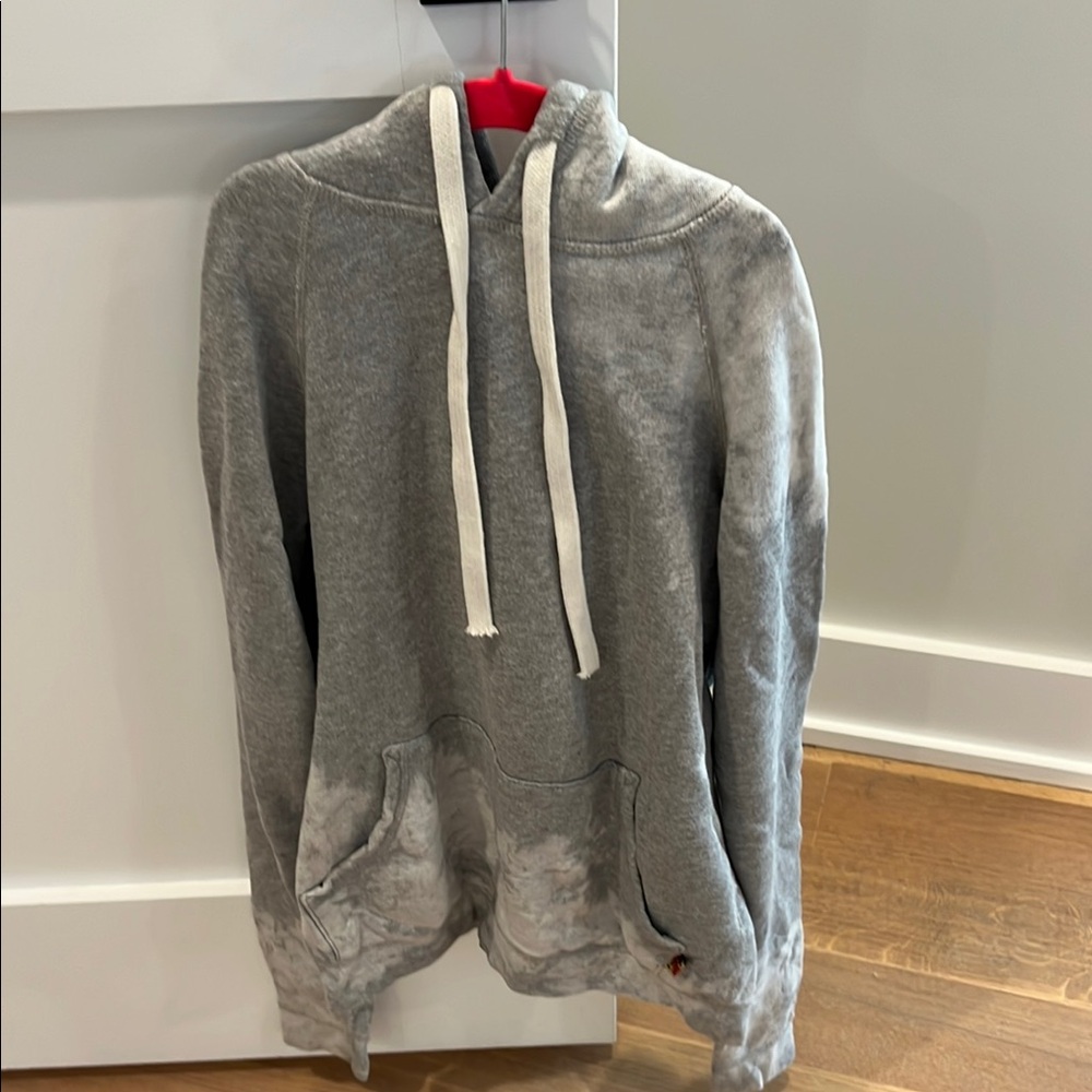 FreeCity Gray Tie-Dye Hoodie with White Drawstrings